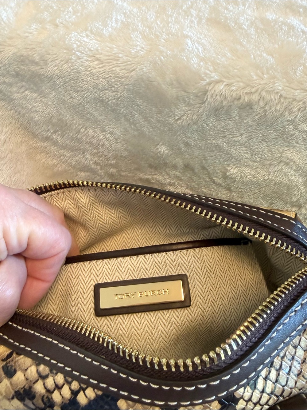 NWT. Tory Burch Snake Print Mini Crossbody Satchel with Two Straps - Picture 10 of 15
